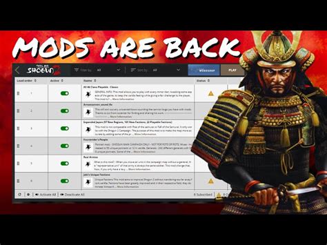 MOD MANAGER IS BACK: Total War Shogun 2 .